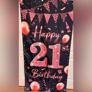Pink and Black 21st Birthday Banner​​
